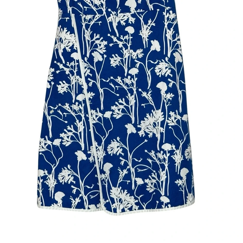 Kate Spade Saturday Blue White Floral Poppy Faux Wrap Dress | 8